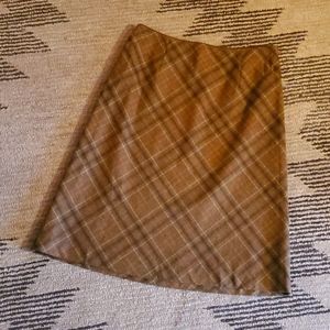 Ann Taylor Brown Plaid A-Line Skirt